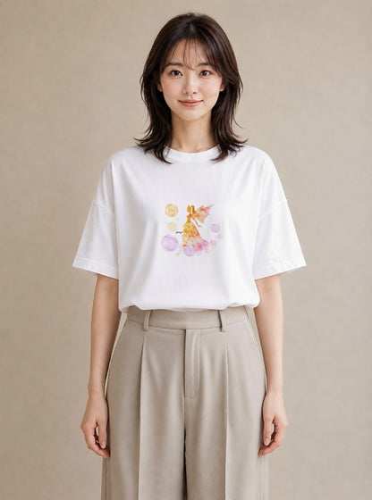 グラフィックTシャツ レディース 射手座 星空 宇宙 イラスト ユニーク 通勤 在宅 白T YMAZO
