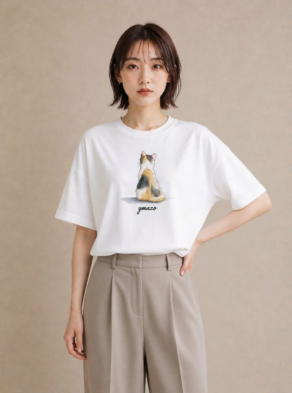 プリントTシャツ レディース シャム柄 猫 ねこ イラスト 北欧風 秋コーデ おしゃれギフト 白T YMAZO