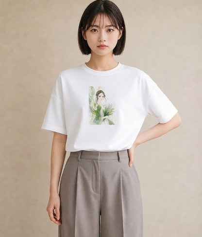 グラフィックTシャツ レディース すずらん 花 花柄 イラスト ゆるコーデ 旅行 母娘コーデ 白T YMAZO
