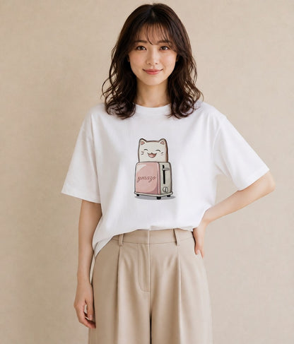 プリントTシャツ レディース 食パン 食べ物 フード イラスト ポップ 帰省 ラフ 白T YMAZO