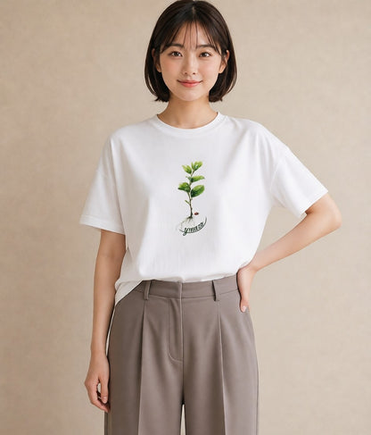 Tシャツ レディース てんとう虫 昆虫 虫 イラスト ボタニカル ルームウェア ギフト 白T YMAZO