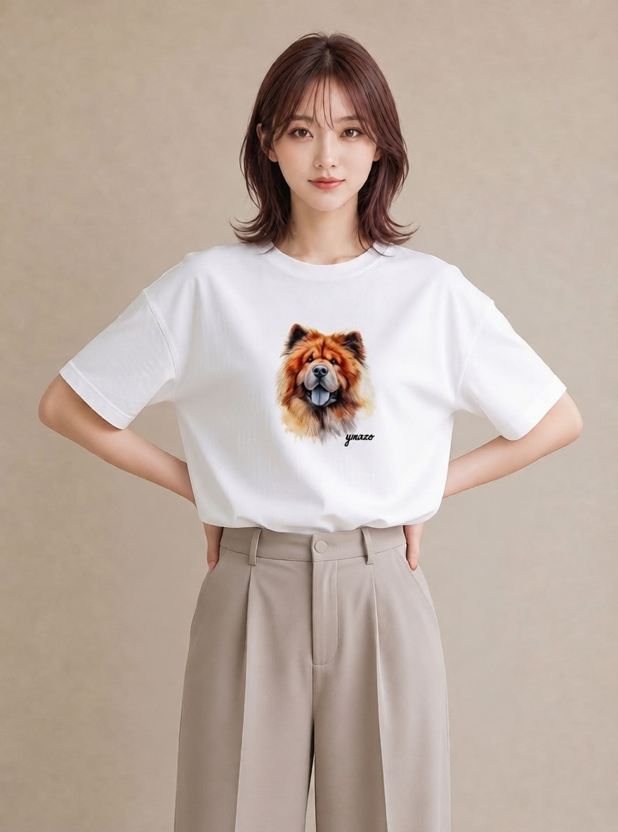 プリントTシャツ レディース 柴犬 しばいぬ 犬 いぬ イラスト ヴィンテージ風 ルームウェア ギフト 白T YMAZO
