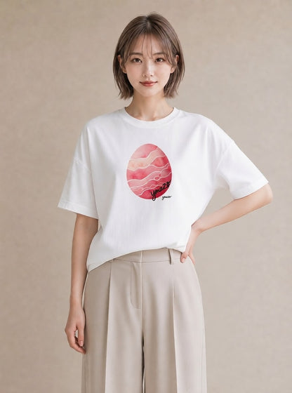 Tシャツ レディース 海 星空 宇宙 イラスト ラフ 散歩 お出かけ 白T YMAZO