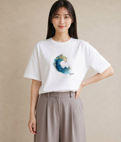 半袖Tシャツ レディース 海 星空 宇宙 イラスト お洒落 秋コーデ おしゃれギフト 白T YMAZO