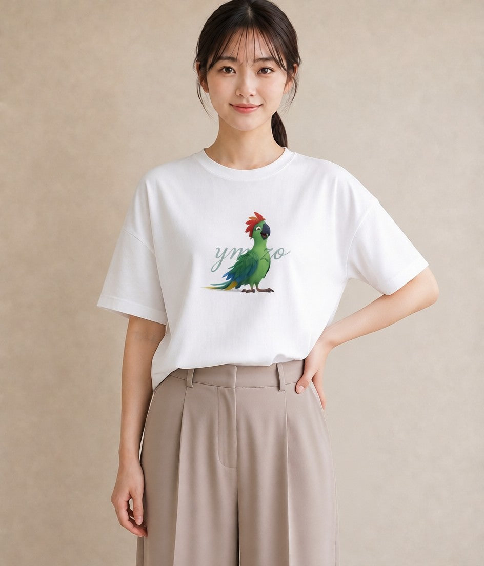 グラフィックTシャツ レディース コザクラインコ ペット 動物 イラスト こなれ感 ルームウェア ギフト 白T YMAZO