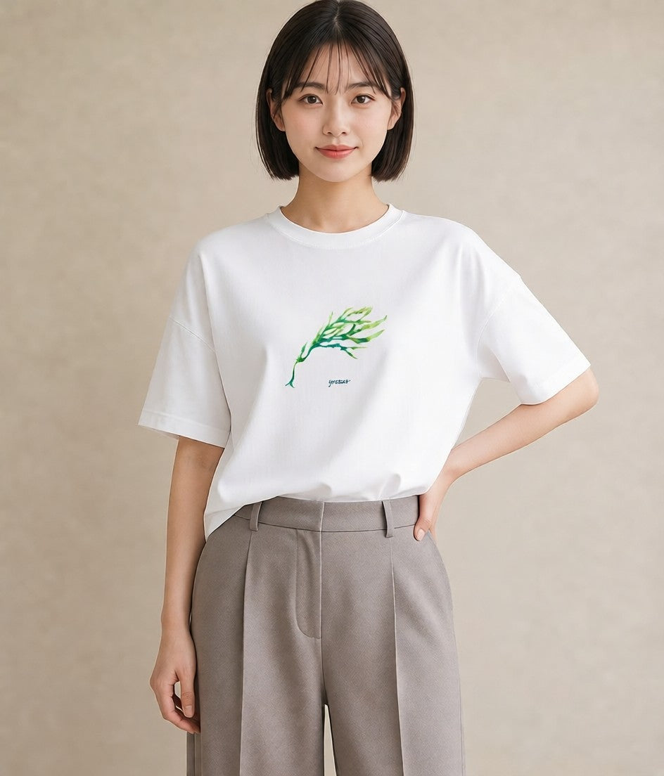 デザインTシャツ レディース 新緑 植物 ボタニカル イラスト ゆるコーデ ホワイトデー 春服 白T YMAZO