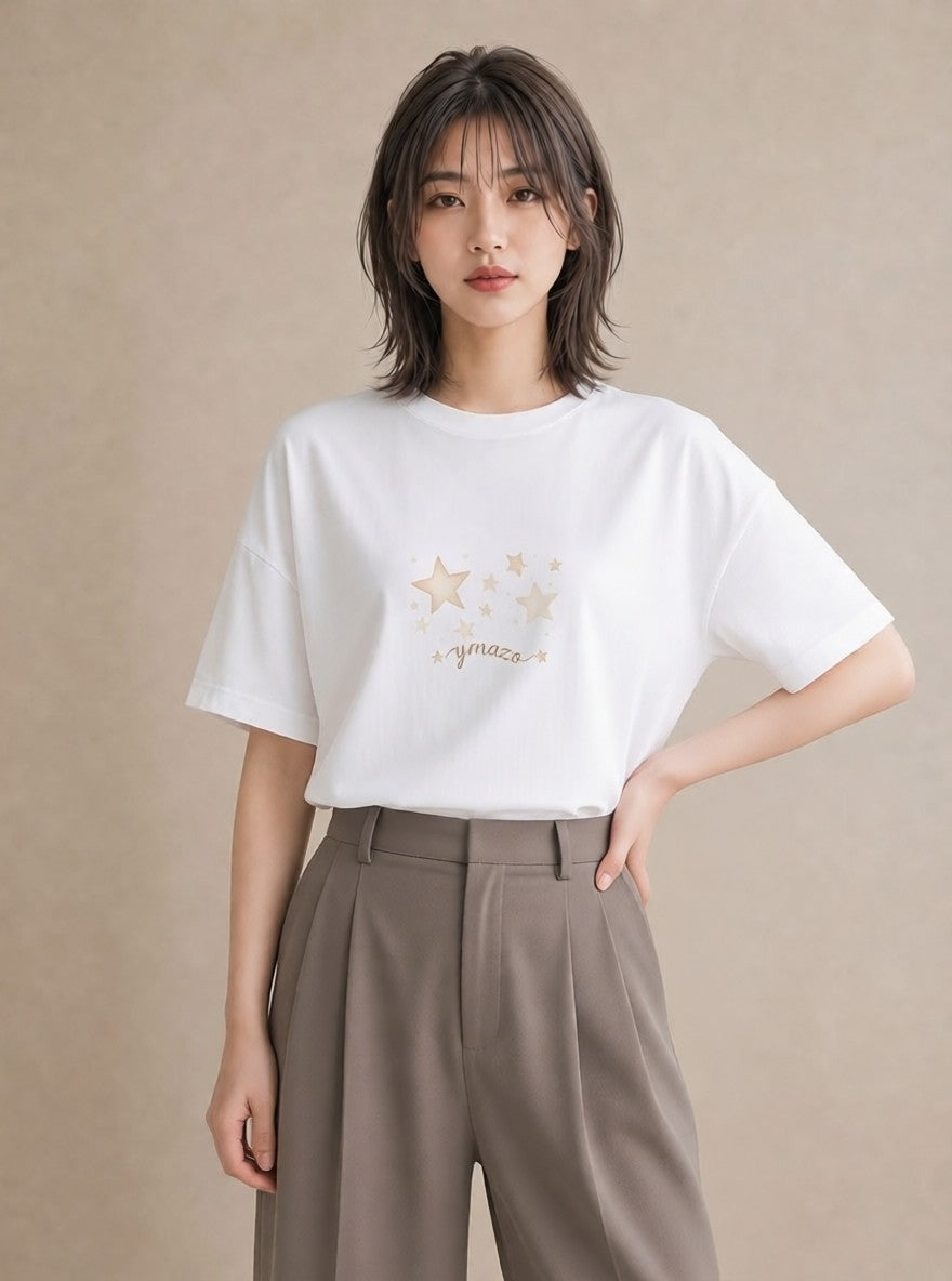 Tシャツ レディース 射手座 星空 宇宙 イラスト カジュアル お揃い 親子 白T YMAZO