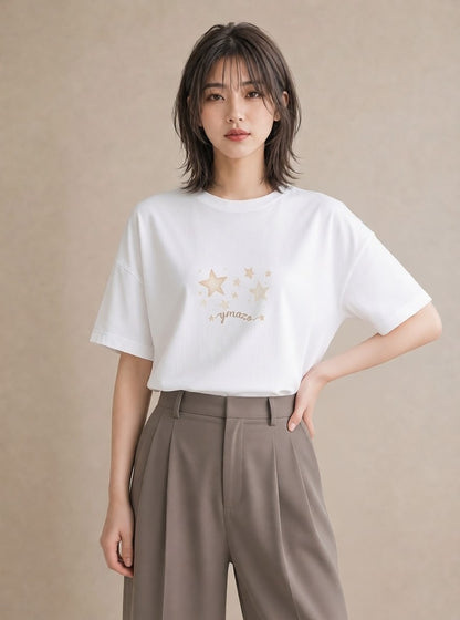 Tシャツ レディース 射手座 星空 宇宙 イラスト カジュアル お揃い 親子 白T YMAZO