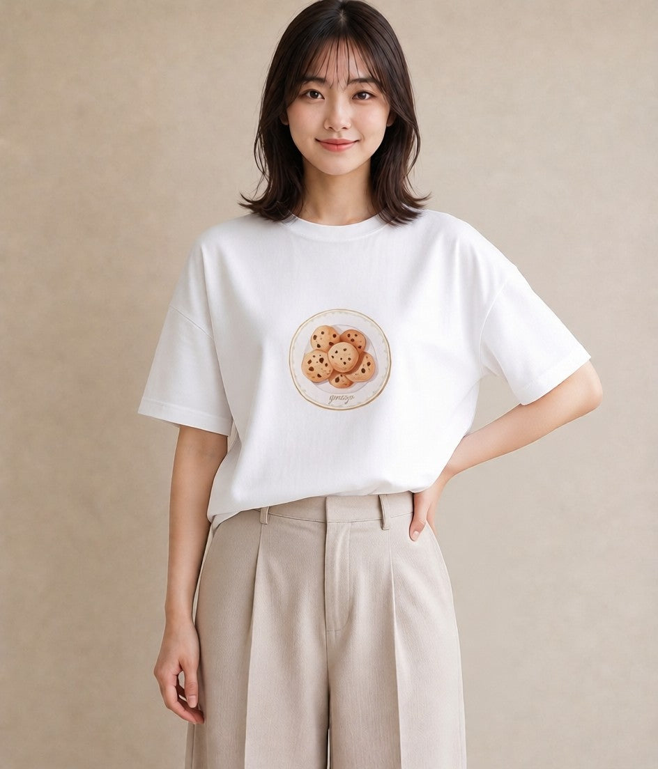 グラフィックTシャツ レディース ドーナツ 食べ物 フード イラスト 淡色 女性向けギフト 散歩 白T YMAZO
