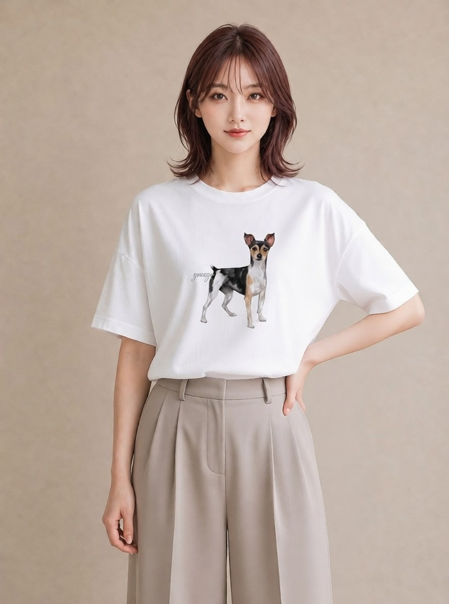 Tシャツ レディース 老犬 犬 いぬ イラスト 淡色 ルームウェア ギフト 白T YMAZO