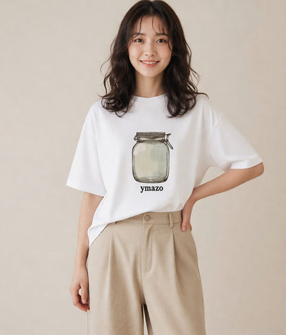 グラフィックTシャツ レディース ハニー 食べ物 フード イラスト こなれ感 通勤 在宅 白T YMAZO