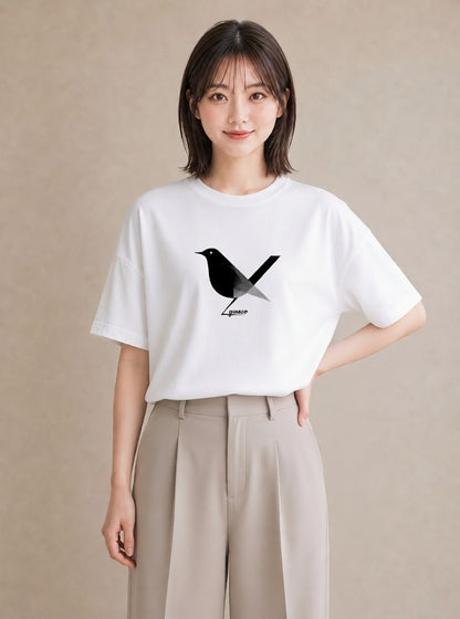 グラフィックTシャツ レディース 折り鶴 折り紙 ナチュラル アンティーク イラスト 線画 お揃い 親子 白T YMAZO