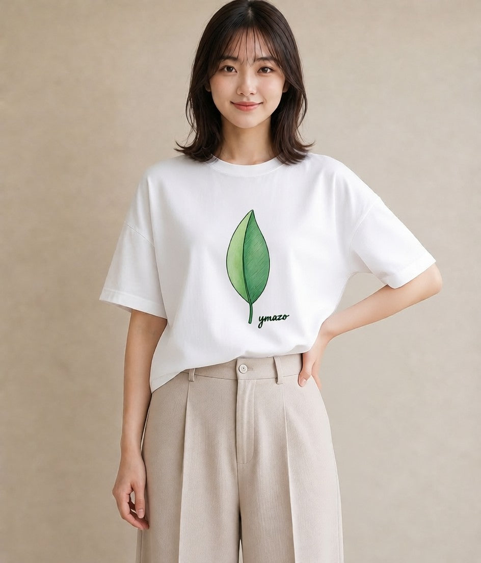 グラフィックTシャツ レディース 扇子 そよ風 ナチュラル アンティーク イラスト ペアコーデ 秋コーデ 白T YMAZO
