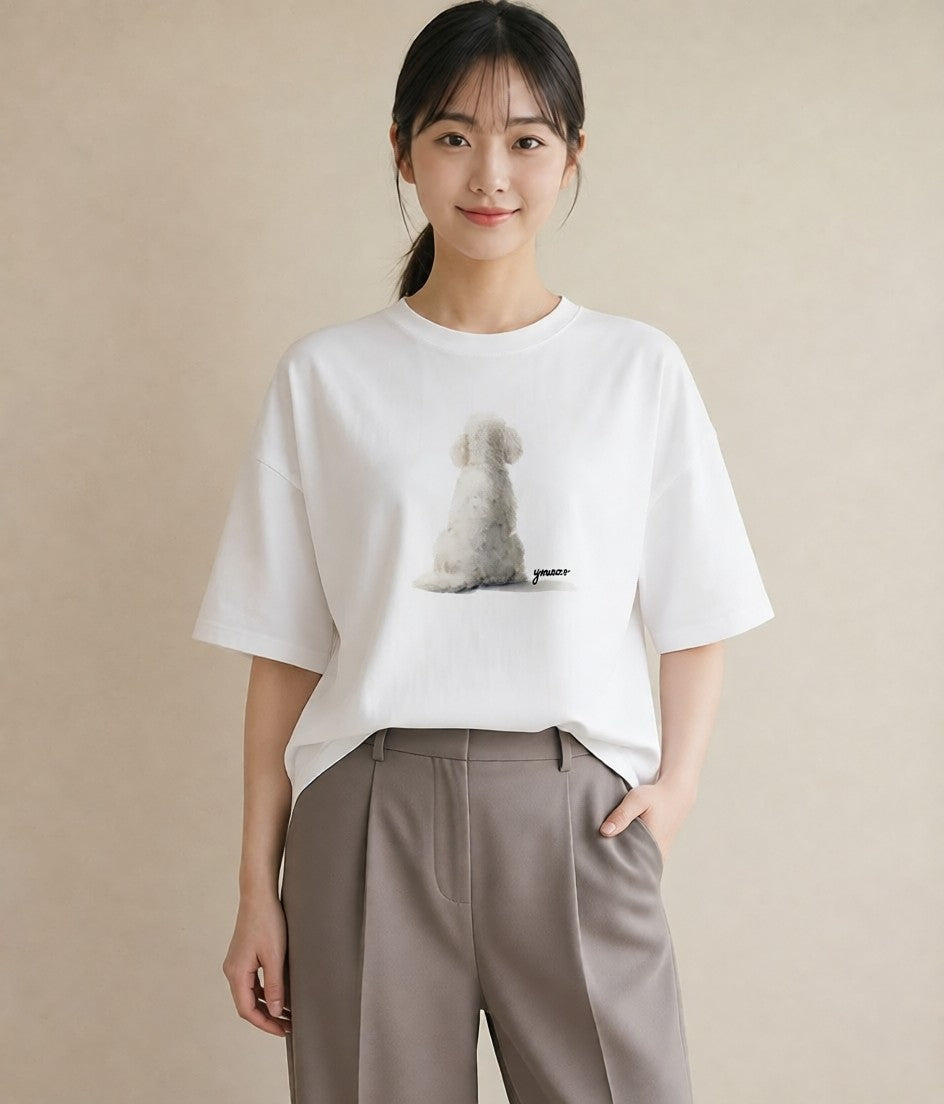 Tシャツ レディース ビションフリーゼ 犬 いぬ イラスト お揃い 親子 白T YMAZO