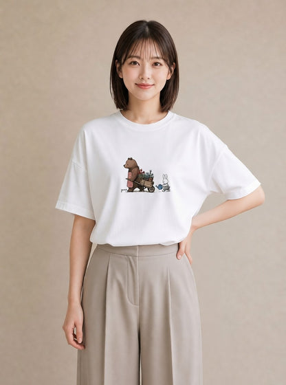 Tシャツ レディース さくら 桜 桜の枝 イラスト こなれ感 カフェ巡り 女子会 白T YMAZO