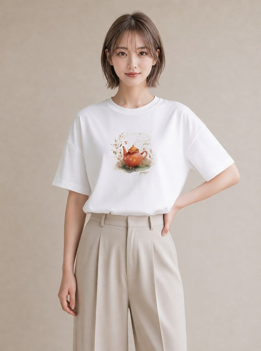 グラフィックTシャツ レディース 抹茶 食べ物 フード イラスト フェミニン ギフト 母の日 白T YMAZO