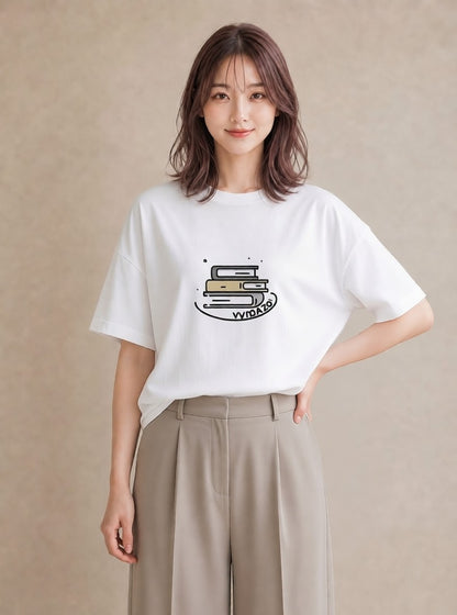 半袖Tシャツ レディース 本 読書 ブック イラスト 個性的 ギフト 母の日 白T YMAZO