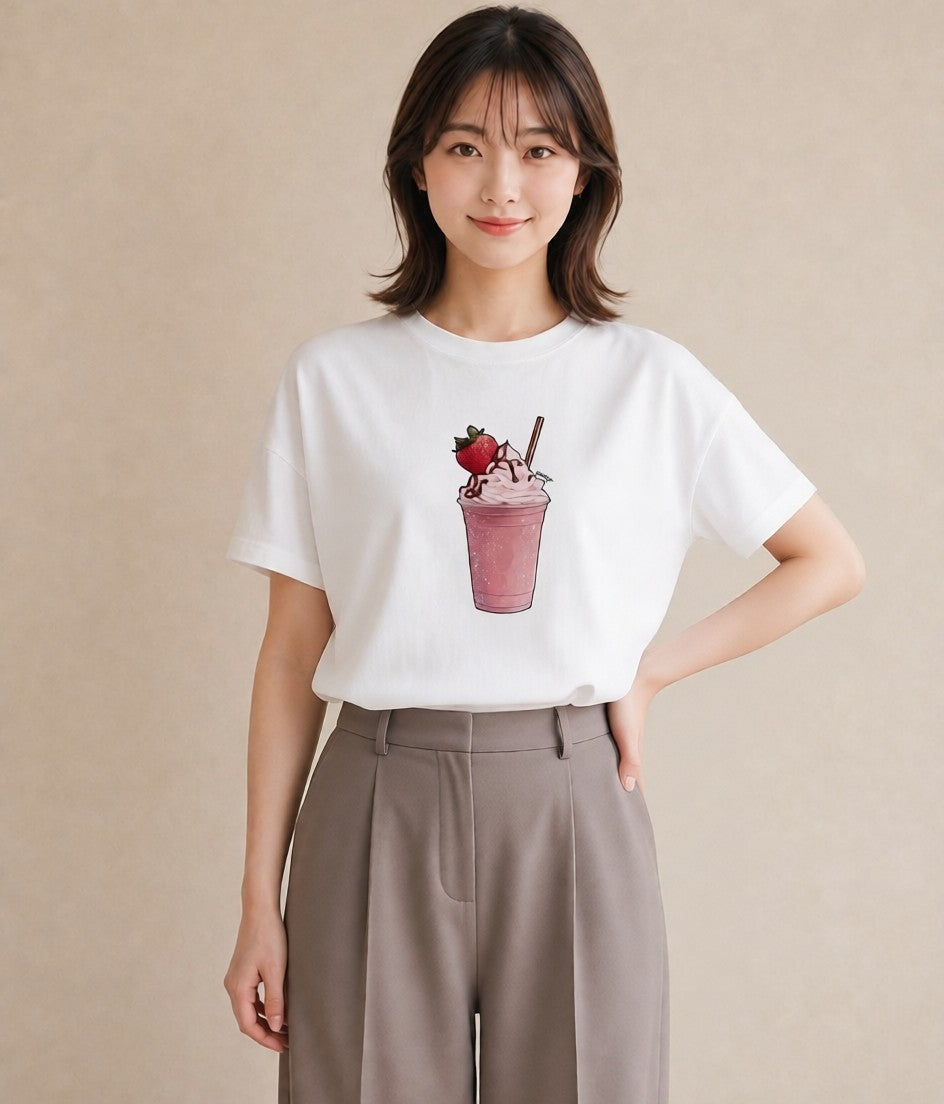 プリントTシャツ レディース パフェ 食べ物 フード イラスト モード ギフト 母の日 白T YMAZO
