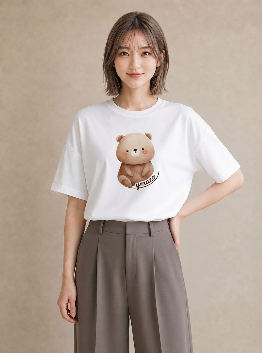 プリントTシャツ レディース しろくま 白くま 動物 アニマル イラスト カフェコーデ お揃い 親子 白T YMAZO