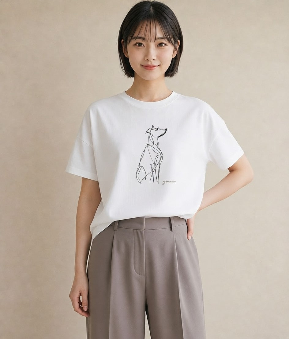 Tシャツ レディース 犬 いぬ わんこ イラスト ポップ 敬老の日 ホワイトデー 白T YMAZO