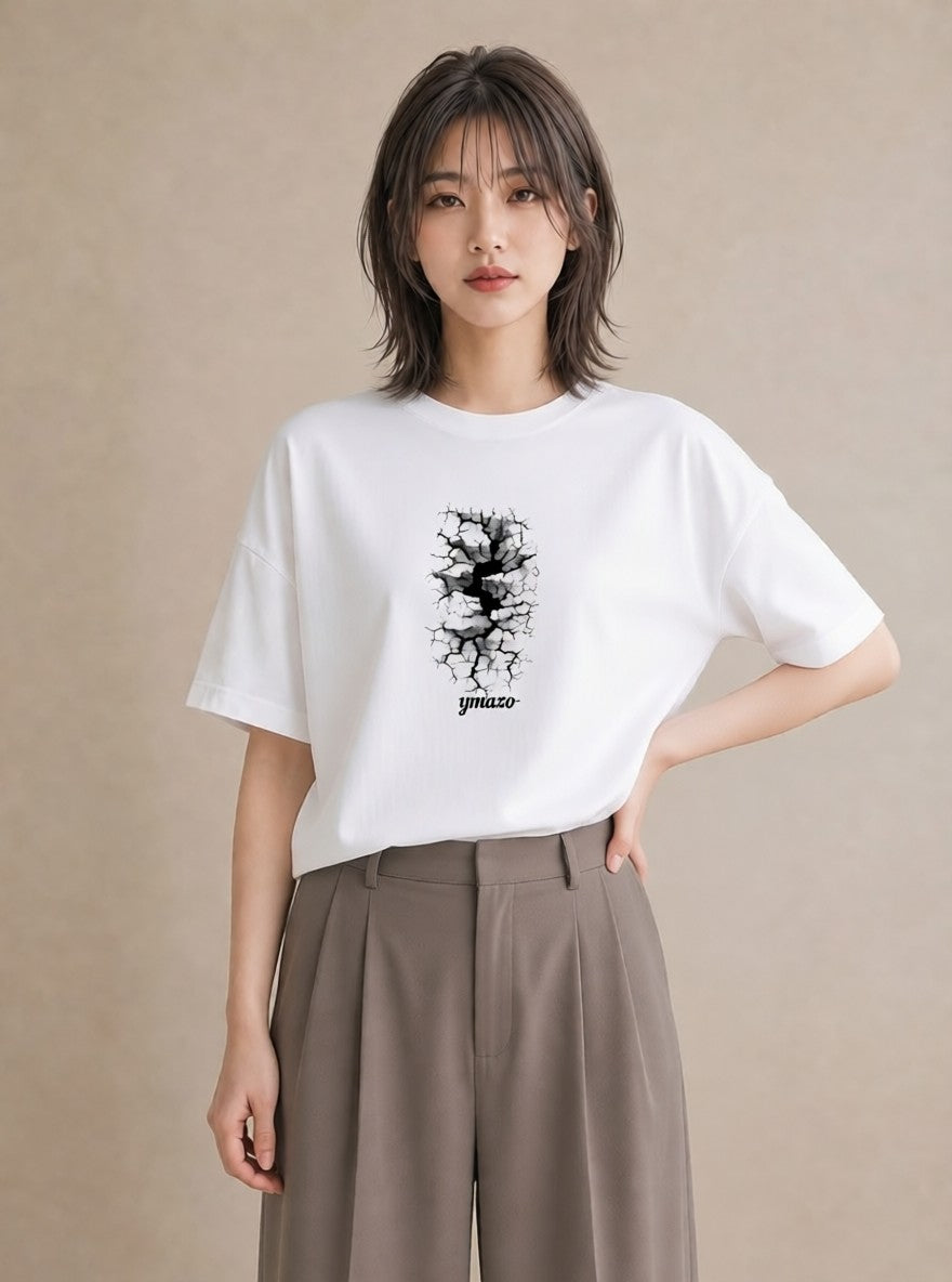 デザインTシャツ レディース 雨上がりの小道 雨上がり 小道 ナチュラル アンティーク イラスト モード カフェ服 クリスマス 白T YMAZO