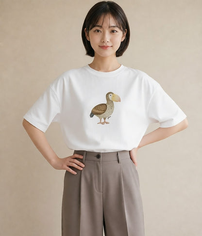 Tシャツ レディース 白文鳥 ペット 動物 イラスト 抜け感 送別ギフト 通勤 白T YMAZO
