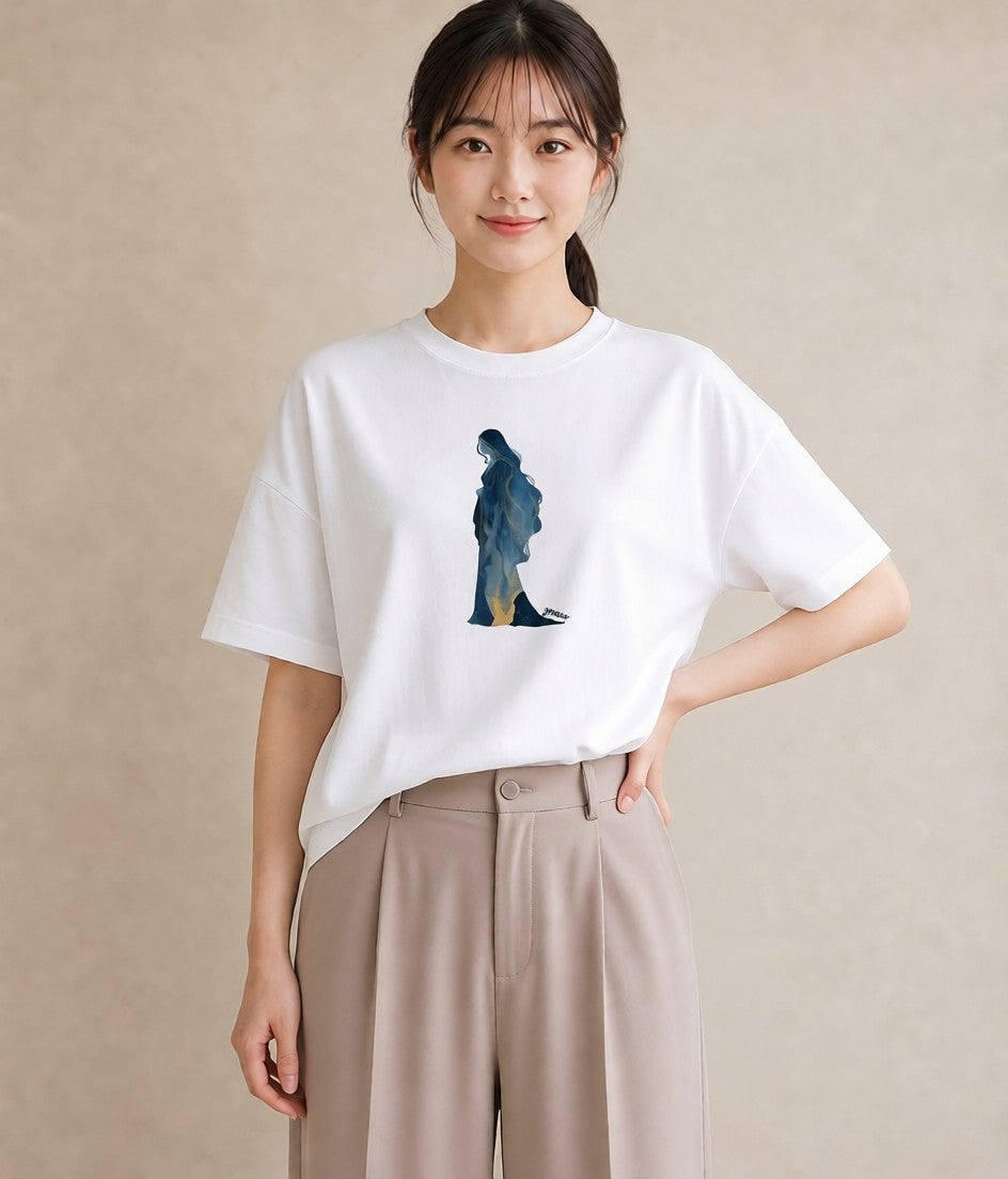 Tシャツ レディース 乙女座 星空 宇宙 イラスト 綿100 デート 白T YMAZO