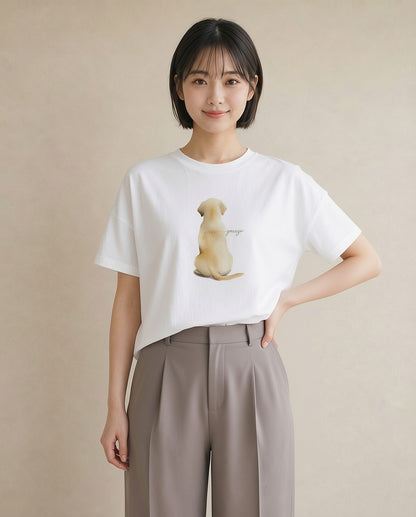 グラフィックTシャツ レディース ラブラドールレトリバー 犬 いぬ イラスト 可愛い 女性向けギフト 散歩 白T YMAZO