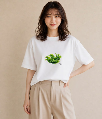 デザインTシャツ レディース シダ 植物 ボタニカル イラスト 手描き風 週末コーデ 敬老の日 白T YMAZO