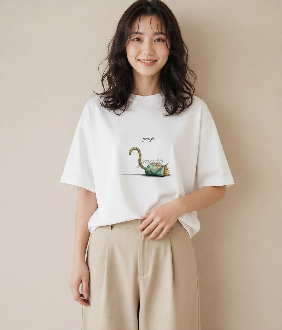 半袖Tシャツ レディース シャム 猫 ねこ イラスト 可愛い 旅行 母娘コーデ 白T YMAZO