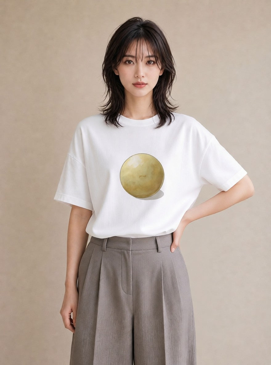 プリントTシャツ レディース どら焼き 食べ物 フード イラスト ミニマル 旅行用 海 白T YMAZO