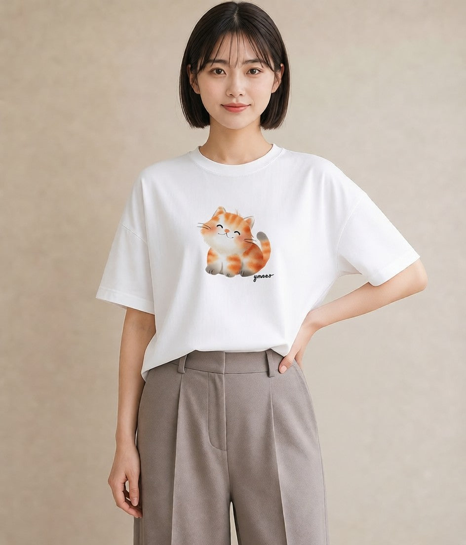 プリントTシャツ レディース ベンガル 猫 ねこ イラスト ユニーク 母の日 ビーチ 白T YMAZO