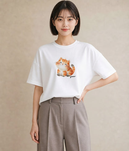 プリントTシャツ レディース ベンガル 猫 ねこ イラスト ユニーク 母の日 ビーチ 白T YMAZO