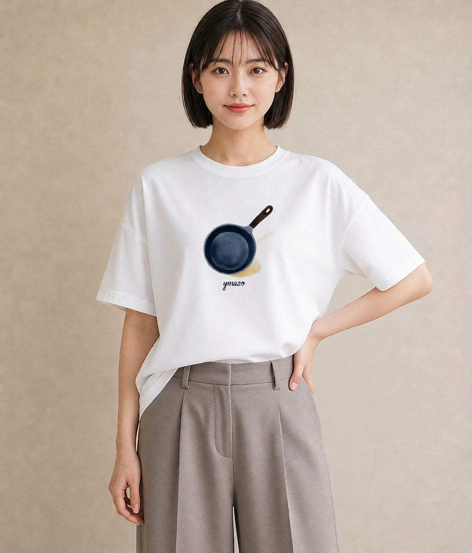 プリントTシャツ レディース 目玉焼き 食べ物 フード イラスト ミセス 春コーデ 白T YMAZO