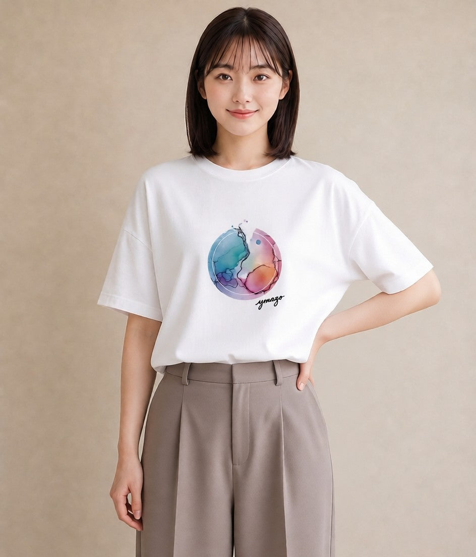 Tシャツ レディース 乙女座 星空 宇宙 イラスト ミニマル ビーチ デイリーウェア 白T YMAZO
