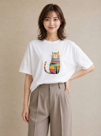 半袖Tシャツ レディース アメリカンショートヘア 猫 ねこ イラスト 旅行コーデ 部屋着 女性向けギフト 白T YMAZO