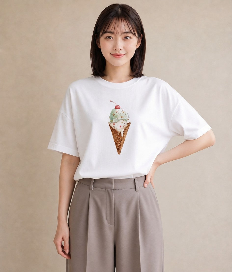 デザインTシャツ レディース チョコ 食べ物 フード イラスト 休日コーデ 親子 20代 白T YMAZO