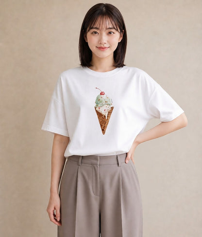 デザインTシャツ レディース チョコ 食べ物 フード イラスト 休日コーデ 親子 20代 白T YMAZO