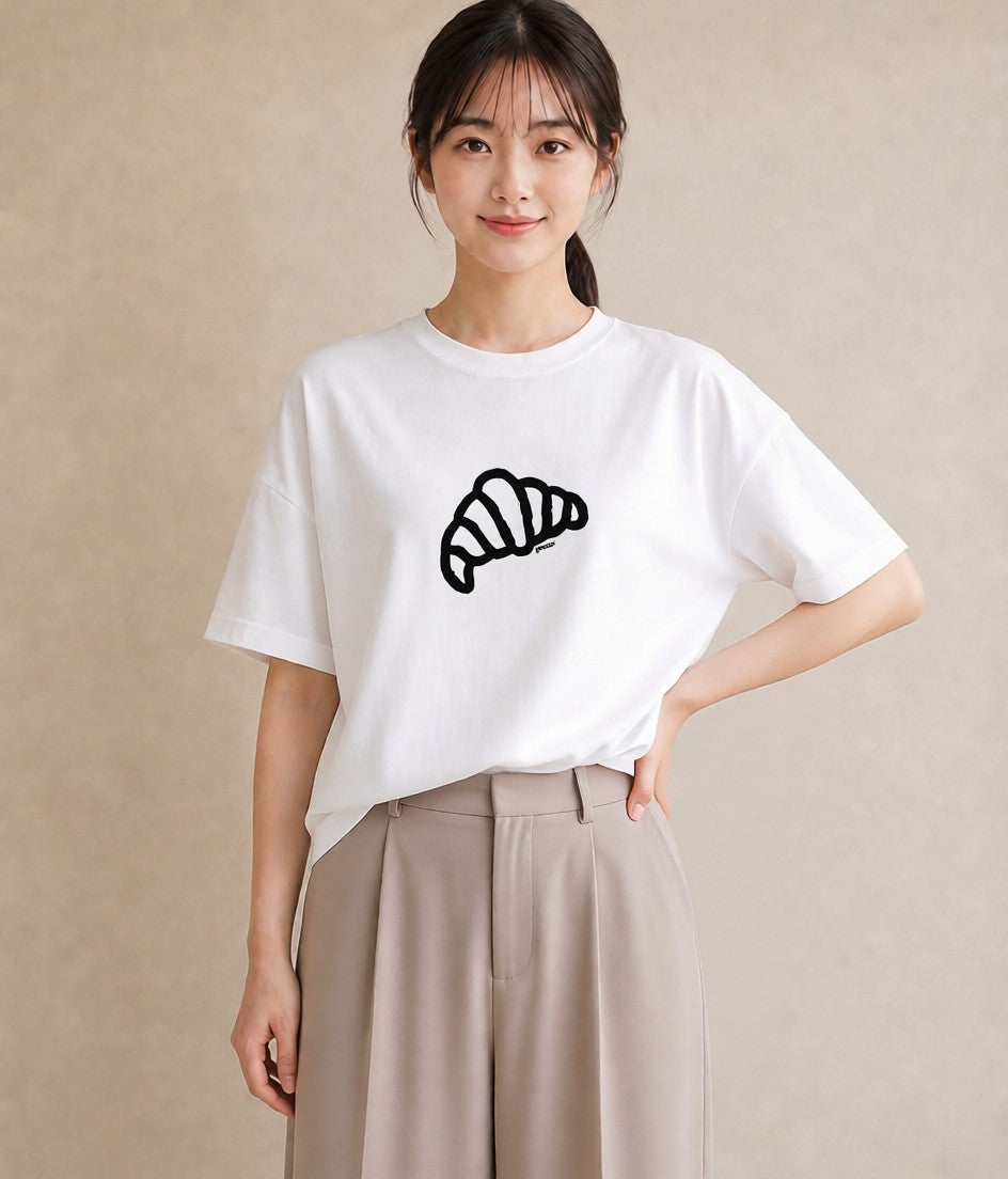 Tシャツ レディース パン ベーカリー レトロ イラスト ラフ 社会人 女性 白T YMAZO