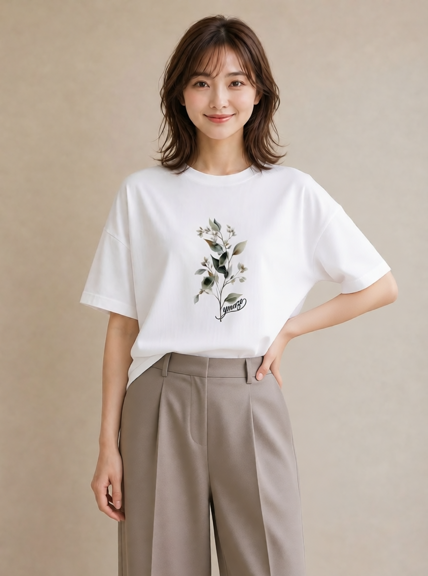 プリントTシャツ レディース すずらん 花 花柄 イラスト カジュアル 旅行 母娘コーデ 白T
