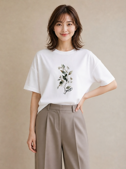 プリントTシャツ レディース すずらん 花 花柄 イラスト カジュアル 旅行 母娘コーデ 白T