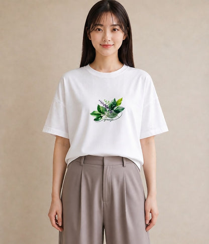 半袖Tシャツ レディース ハーブティー 食べ物 フード イラスト ニュアンス 女子会 お揃い 白T YMAZO
