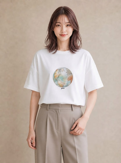 グラフィックTシャツ レディース 土星 星空 宇宙 イラスト ユニーク ホワイトデー 春服 白T YMAZO