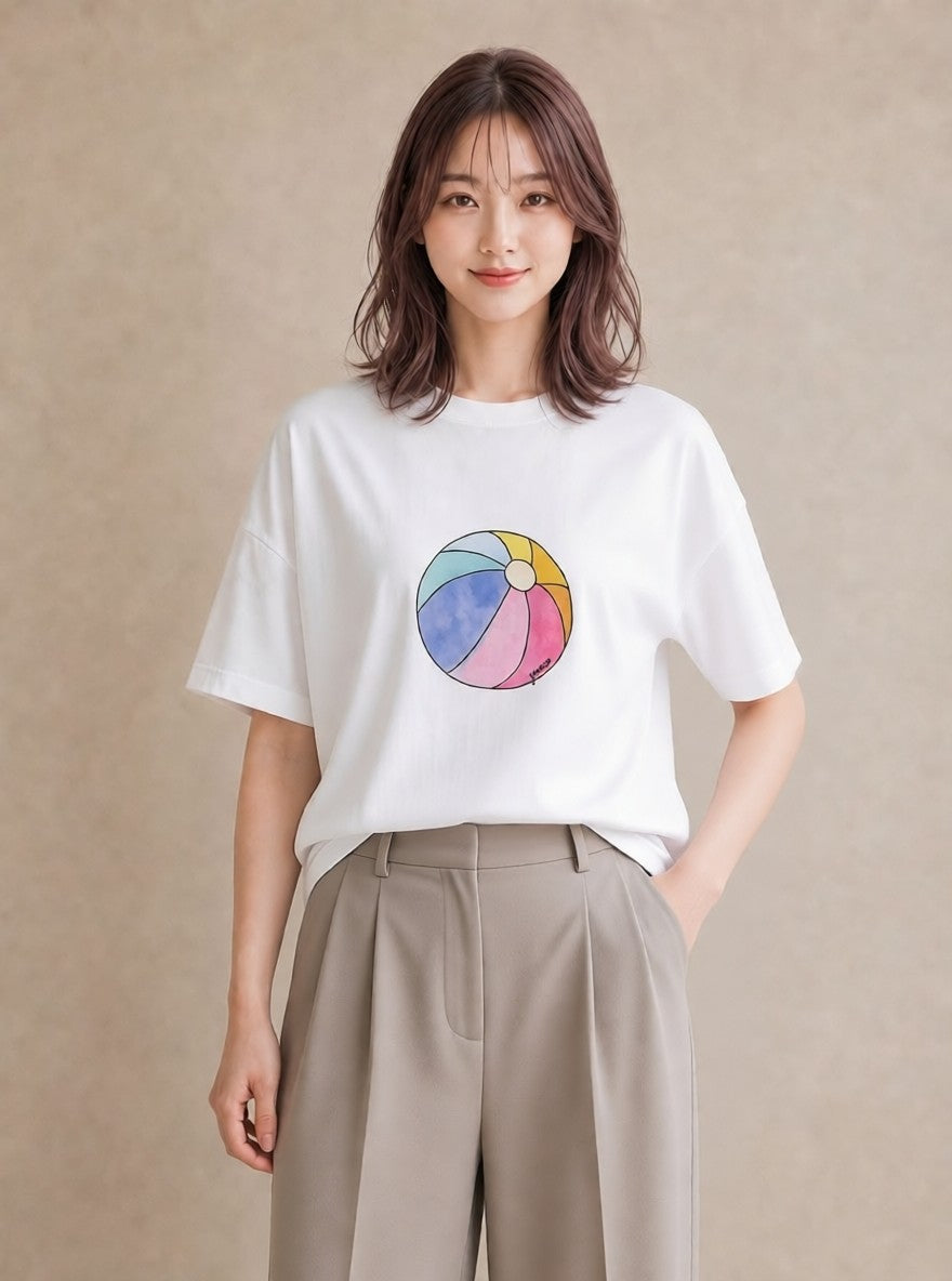 デザインTシャツ レディース わたあめ 食べ物 フード イラスト ナチュラル 春服 ミセス 白T YMAZO