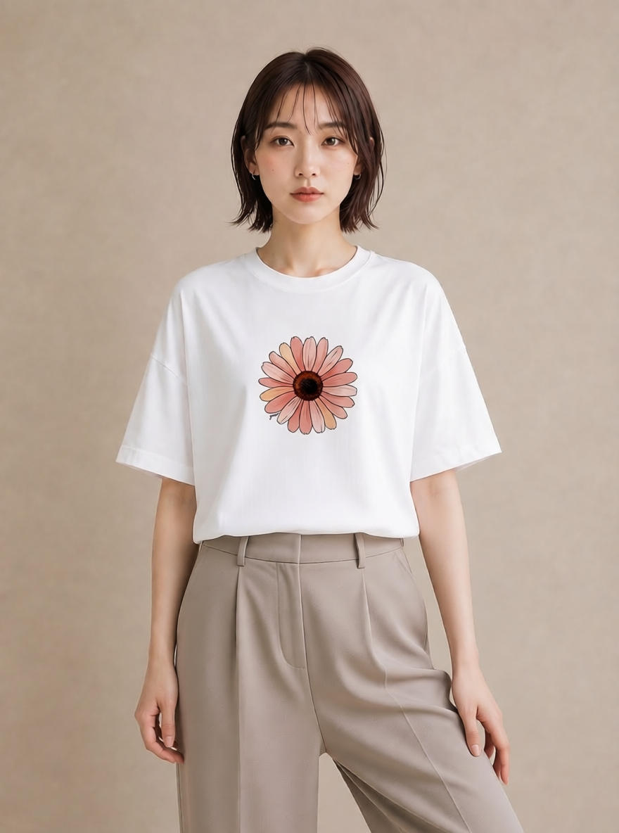 グラフィックTシャツ レディース たんぽぽ 花 花柄 イラスト 抜け感 親子 20代 白T YMAZO