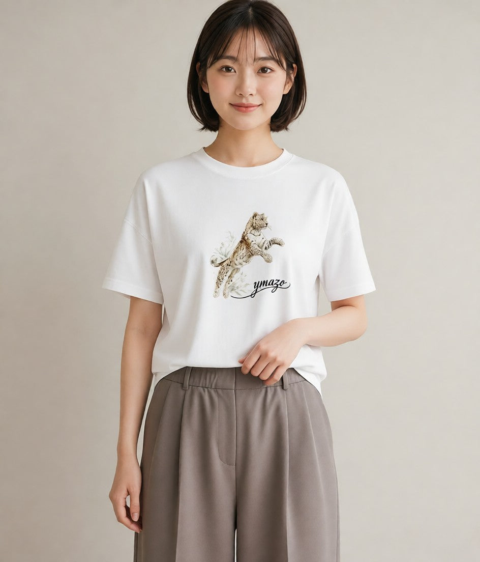 グラフィックTシャツ レディース ベンガル 猫 ねこ イラスト 旅行コーデ お揃い 親子 白T YMAZO