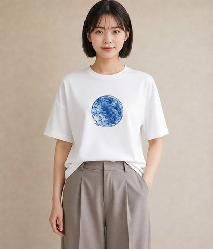 半袖Tシャツ レディース 双子座 星空 宇宙 イラスト 水彩風 ラフ レイヤード 白T YMAZO
