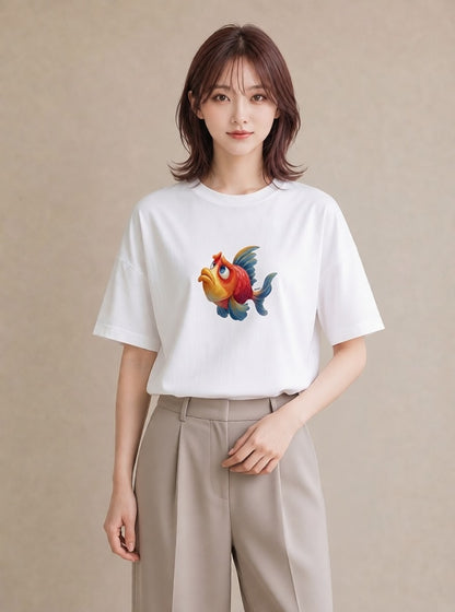 Tシャツ レディース たい焼き 食べ物 フード イラスト ヴィンテージ風 女性 旅行用 白T YMAZO