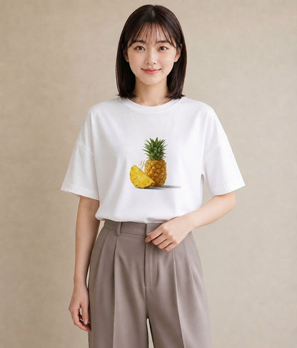 Tシャツ レディース パイナップル 食べ物 フード イラスト ガーリー 母娘コーデ 自分用 白T YMAZO