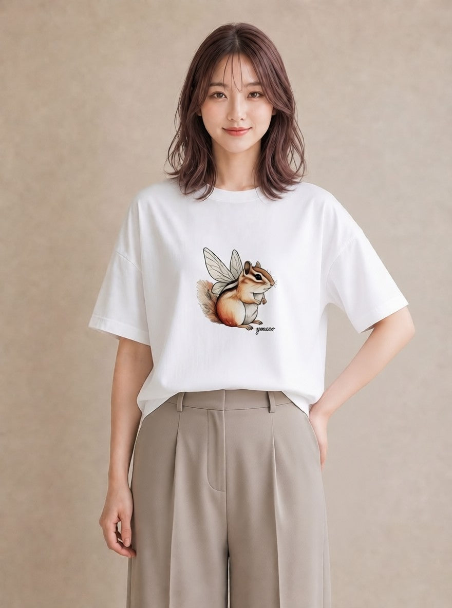 グラフィックTシャツ レディース デグー ペット 動物 イラスト ヴィンテージ風 誕生日プレゼント 綿100 白T YMAZO